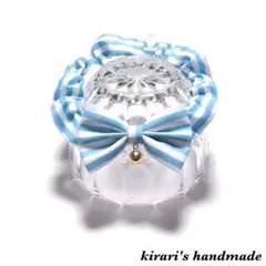 No.4 猫の首輪(ストライプ・ライトブルー)サイズ調整可能