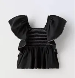 美品ZARAフリルTシャツ 9-10歳 140ブラック