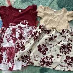 【セット売り】花柄　ワンピース　ヘアバンド付