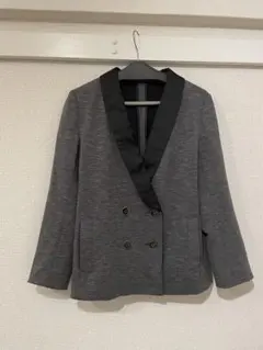 RELAROBE グレー ダブルブレスト ノーカラージャケット