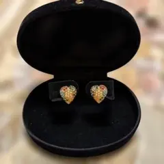 ハート型カラフルストーンイヤリング ヴィンテージ アンティーク