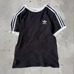 アディダス リンガーＴシャツ サイズM ブラック 半袖 3ライン 刺繍ロゴ