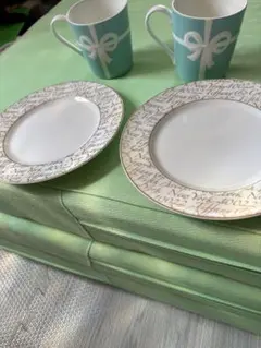 Tiffany & Co. 水色リボンマグカップとプレートセット