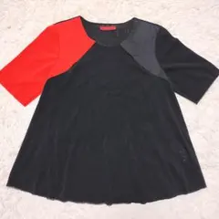 VIVIENNETAM　ヴィヴィアンタム　半袖ブラウス　おしゃれ襟　黒　赤のサムネイル