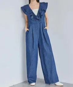 デニムフリル オールインワン