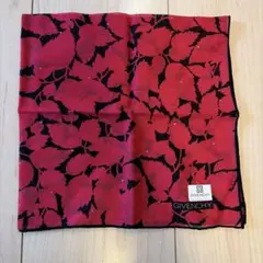 GIVENCHY ジバンシィ 派手色ピンク　リーフ柄　ハンカチ