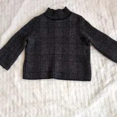 美品 ZARA KNIT ハイネックニットクロップド M 黒・白チェック