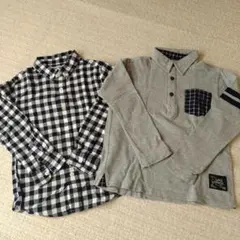 チェックシャツ 長袖ポロシャツ　2点セット