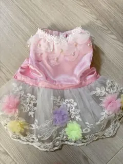 犬用ドレス Sサイズ ピンク フラワー装飾