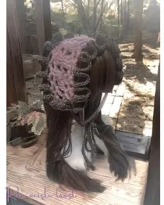 ヘッドドレス　ハンドメイド　編み物　バンダナ　メイド服　ロリータ服　地雷系