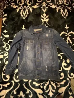 ダメージ加工 ダークブルー デニムジャケット