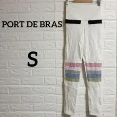 海外古着♡PORT DE BRAS【S】ホワイトストライプレギンス