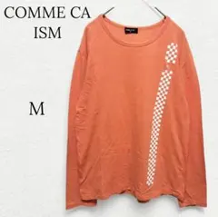 872【コムサイズム】プリントロングTシャツ 長袖カットソー オレンジ Ｍ 派手
