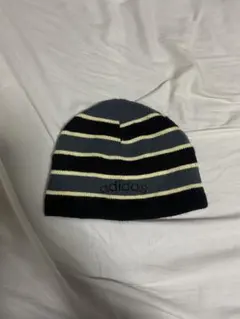 adidas アディダスボーダー ニット帽 ビーニー Y2K 古着