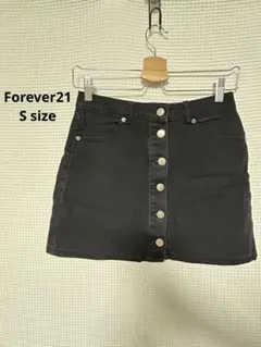 Forever21 ブラックデニムボタンフロントミニスカート