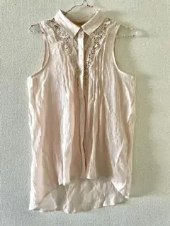 シフォン×レース ノースリーブブラウス