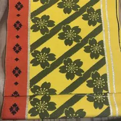 本場筑前博多織 半幅帯 花唐草模様・縞模様 織り出し 正絹 ポケット N2