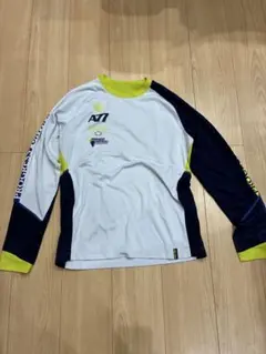 ASICS 長袖シャツ　裏起毛　ホワイト/ネイビー/イエロー　L