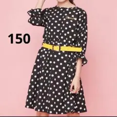 ジェニーラブ　ドット　ブラックワンピース　ベルト付き