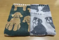 トイプードル　ブルドック　抗菌フェイスタオル　２枚セット　しまむら　34×80