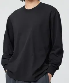 値下【一度のみ着用】ユニクロU_エアリズムコットンクルーネックTシャツ_ブラック