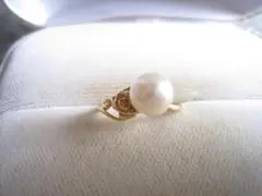 ☆素敵！照り天然あこや真珠 k18金イエローゴールド指輪 リング ☆素敵！照り天然あこや真珠8.0mm k10金イエローゴールドリング指輪