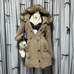 平成ギャル y2k　ファー付きミニタリーモッズコート　フェアリーグランジ　ダウン