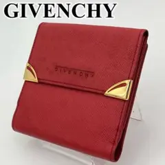 GIVENCHY ジバンシー 二つ折り財布 ロゴ型押し ゴールド金具 レザー 赤のサムネイル
