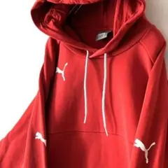 プーマ PUMA ロゴ スウェット パーカー L レッド 赤 古着