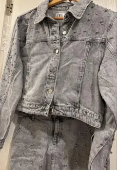 ZARA スタッズ付きデニムジャケット スカート　セットアップ