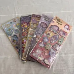 ウォーターシール　キラキラシール　シール　シャカシャカ　５枚セット　レトロ