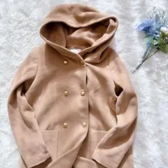 m.f.editorial ウールコート M キャメルフード付 ダブル イタリア