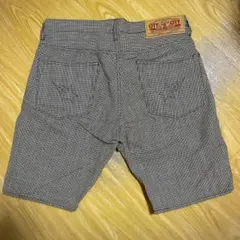 AJIRO DENIM チェック柄デニムショートパンツ ステュディオダルチザン
