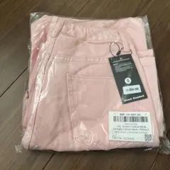 ピンク ストレートデニムパンツ