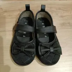 リボン付き ブラック フォーマルシューズ　セレモニーシューズ