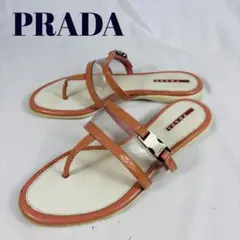 プラダ PRADA サンダル ピンクベージュ　24cmレディースぺたんこフラットのサムネイル