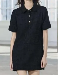 ZARA ワンピース　ツイードワンピース　　金ボタンワンピース　ミニワンピのサムネイル