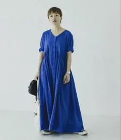 studio CLIP 高山都コラボ　ココロとカラダリラックスワンピース　ブルー