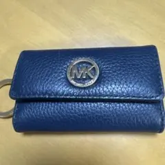 MK ネイビー レザー キーケース