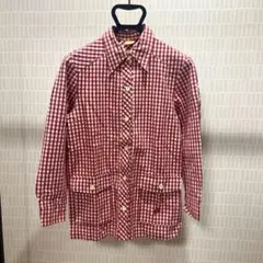 ギンガムチェック　シャツ　HANG TEN 長袖　赤×白　レディース　赤チェックのサムネイル