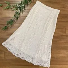 UNIQLO ユニクロ　レースフレアスカート 白　ホワイト　マーメイド　M 膝下