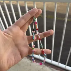 カラフル ビーズストラップ スマホ 原宿系 Y2K 個性派 韓国　レトロ