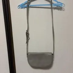 グレー レザー風 ショルダーバッグ