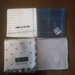 メンズハンカチ 4枚まとめ売 イブサンローラン、コムサ、アクアスキュータム　他