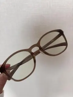 JINS メガネ ブラウン クリアフレーム ボストン型