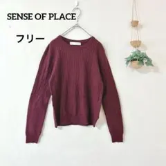 SENSE OF PLACE ボルドー ワインレッドセーター ニット F 長袖