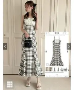 GRL チェック柄キャミソールマーメイドロングワンピース[gn467]