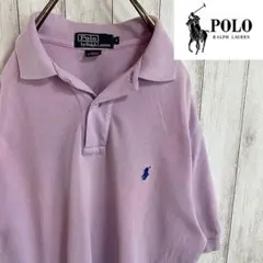 【ポロ】ポロシャツ　ゆるだぼ　古着コーデ　ワンポイントロゴ 刺繍