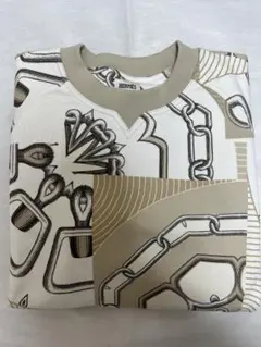 【良品】エルメス　スウェット トレーナー　ロゴ刺繍　ホワイトベージュ 良品】エルメス スウェット トレーナー ロゴ刺繍 ホワイトベージュ