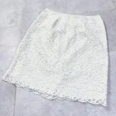 アンタイトル スカート レース コットン 日本製 フレア ひざ丈 上品 白